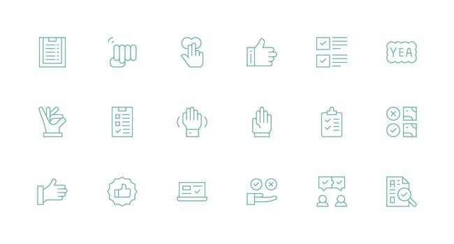 Confirm Design Icons featuring 18 in Minimal Line Style Neatly Designed Icons for Web Platforms vector
