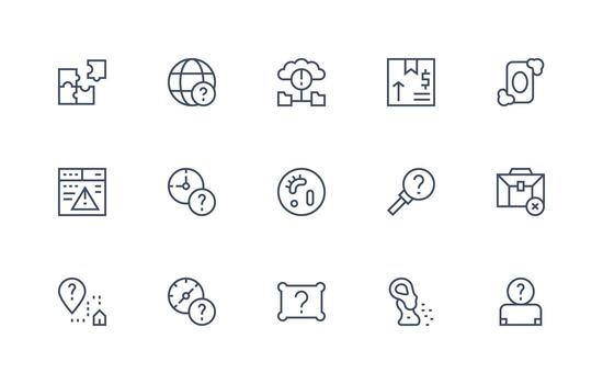 15 regular línea vectores para desaparecido tema núcleo icono colección para diario Tareas