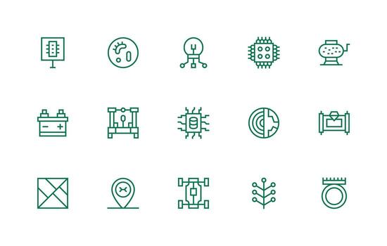 componente diseño íconos presentando 15 en regular línea estilo estilo icono conjunto vector