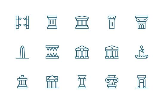 pilar icono colección con 15 regular línea diseños rápido acceso íconos para ui desarrollo vector