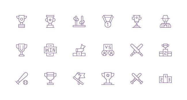 18 mínimo línea estilo íconos desde concurso colección profesional icono paquete para desarrollo trabajo vector