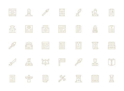 35 Icons for History in Light Line Format UI and UX Focused Icon Collection vector