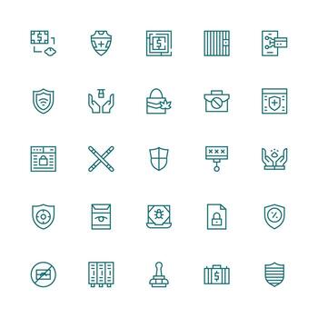 Secure Design Icons featuring 25 in Medium Stroke Outline Style Organized Icon Pack for Quick Access vector