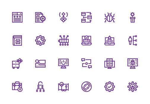 System Icon Set with 24 Thick Line Line Graphics Pixel Perfect Icons for Modern Apps vector