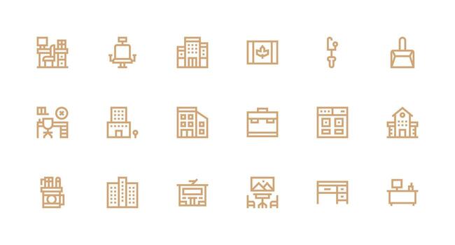 fuerte carrera línea íconos desde espacio de trabajo conjunto con 18 vectores icono colección conjunto