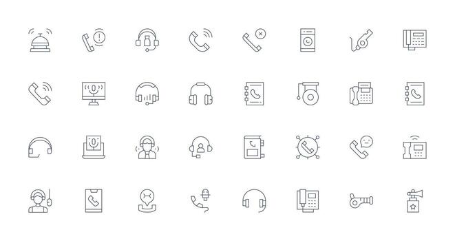 Thin Line Icons from Call Set with 32 Vectors Neutral Style Icons for Any Project