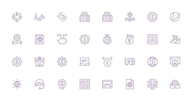 Thin Line Style Resources Icons with 32 Vectors Multi-Purpose Icon Set