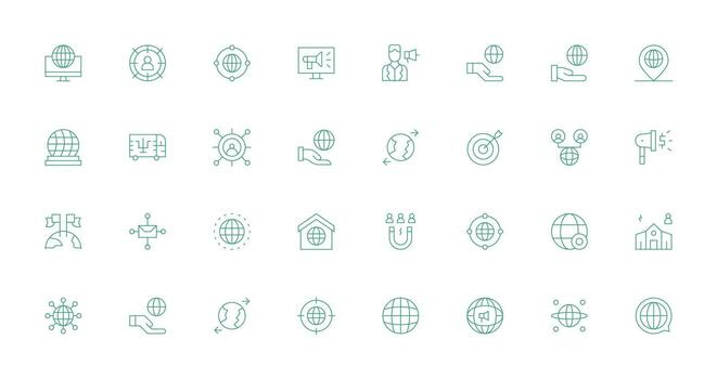 32 íconos para superar a en Delgado línea formato limpiar conjunto para diseño prototipos vector