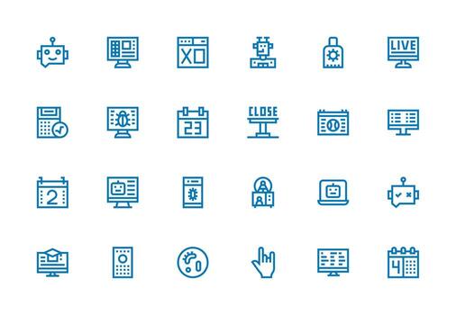 programa presentando 24 íconos en grueso línea línea diseño web y aplicación icono paquete colección vector