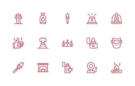 Regular Line Icons from Fire Set with 15 Vectors Dashboard Icon Series