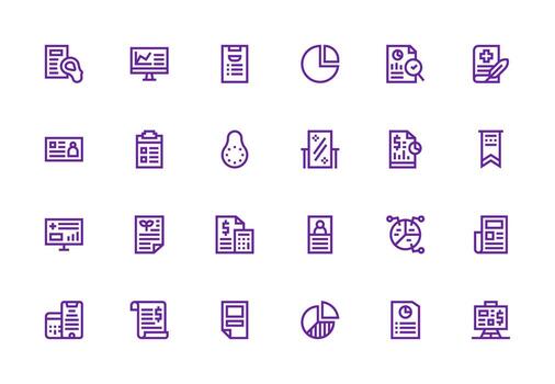 24 Thick Line Line Icons for Summary Graphics Full Icon Library for UI Designers vector