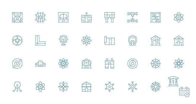 Schematic Design Icons featuring 32 in Thin Line Style Interface Icon Collection for Daily Projects vector