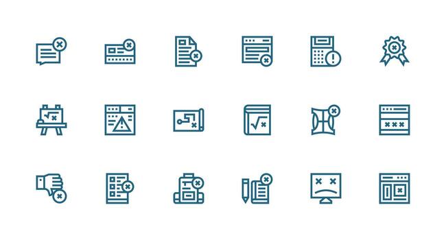 fuerte carrera línea estilo incorrecto íconos con 18 vectores editable icono colección