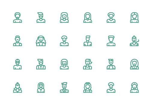 grueso línea línea íconos desde usuario icono conjunto con 24 vectores web icono colección