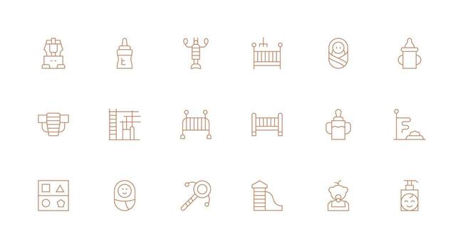 niñito icono conjunto con 18 mínimo línea gráficos compacto icono conjunto vector