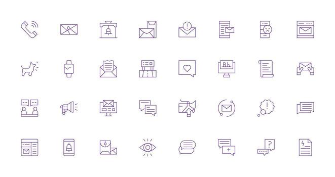 32 Delgado línea íconos para mensaje gráficos íconos construido para visual consistencia paquete vector