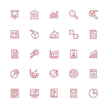 Statistics Icon Collection with 25 Medium Stroke Outline Designs Clear and Concise Icon Set Collection vector