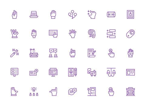 entrada diseño íconos presentando 35 en regular limpiar línea estilo estilo icono conjunto vector