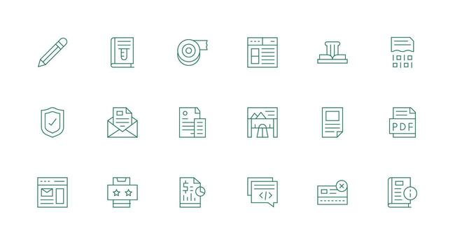 documento conjunto con 18 mínimo línea íconos línea icono colección vector