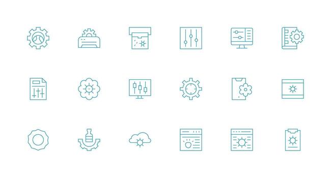 mínimo línea íconos desde parámetros conjunto con 18 vectores versátil icono colección para diseñadores