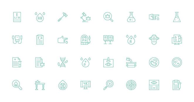 Thin Line Style Testing Icons with 32 Vectors Scalable Icons for Cross-Platform Interfaces