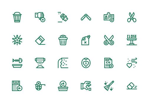 24 Thick Line Line Icons for Remove Graphics Clear and Concise Icon Set Collection vector