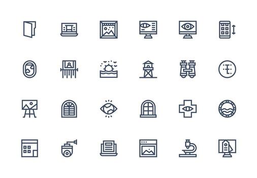 View Icon Set with 24 Thick Line Line Graphics Design Ready Icon Set for Teams vector