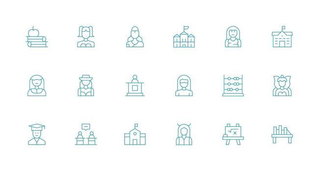 18 íconos para profesor en mínimo línea formato de múltiples fines icono paquete para plantillas vector