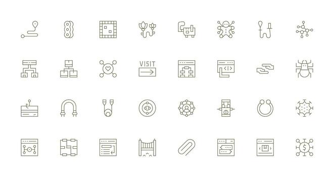 32 Icons for Link in Thin Line Format Complete Icon Bundle for Web Design vector