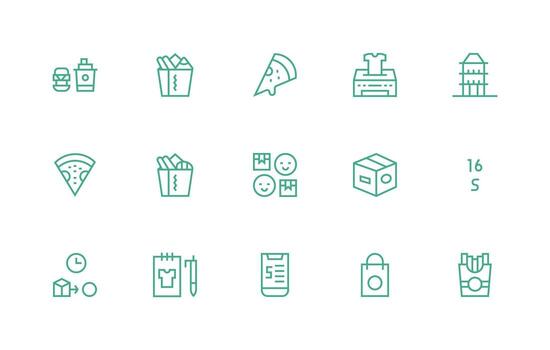 Order featuring 15 Icons in Regular Line Design UI-Ready Icon Collection vector