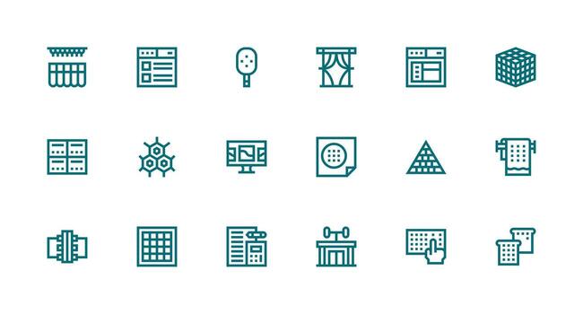 18 Strong Stroke Line Designs for Grid Icons Quick Access Icons for UI Development vector