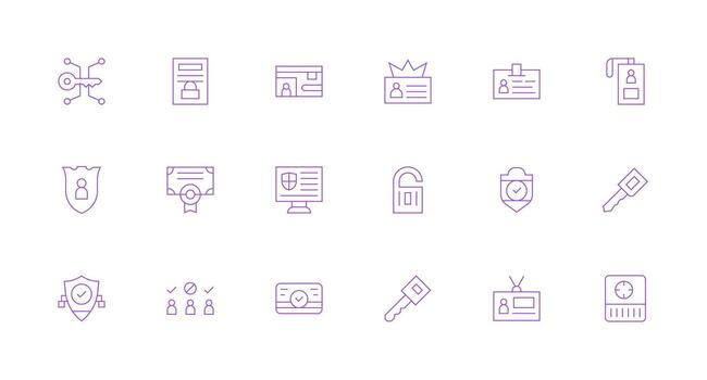 autorización diseño íconos presentando 18 en mínimo línea estilo neutral estilo íconos para ninguna proyecto vector