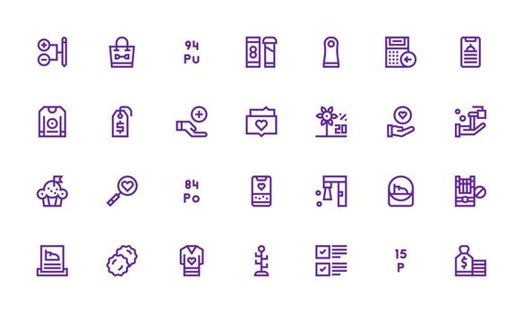 Bold Line Icons from Item Set with 28 Vectors Customizable Icon Series for Mobile Screens