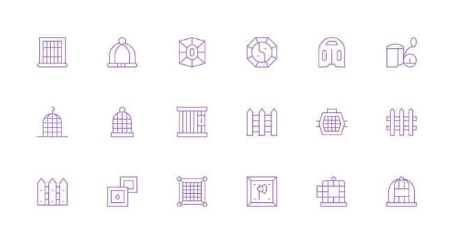 recinto conjunto con 18 mínimo línea íconos neutral estilo íconos para ninguna proyecto vector