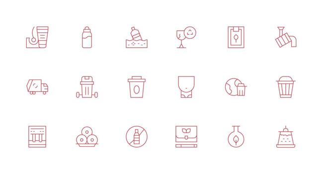 Minimal Line Icons from Recycling Set with 18 Vectors Web and App Icon Pack Collection