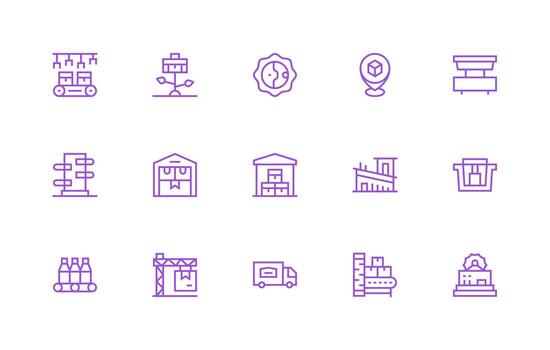 Regular Line Style Supply Chain Icons with 15 Vectors Well-Structured Icons for Creative Use
