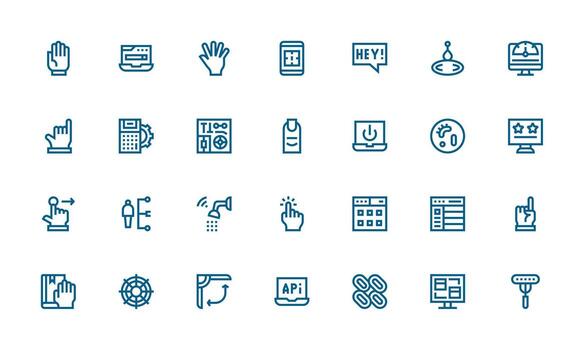 Interface Icon Set with 28 Bold Line Graphics Complete Icon Set for Mobile Apps vector