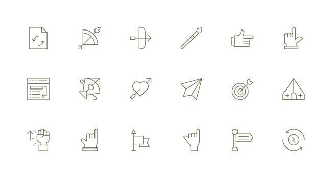 18 mínimo línea vectores para flecha tema simplificado icono paquete para visual herramientas