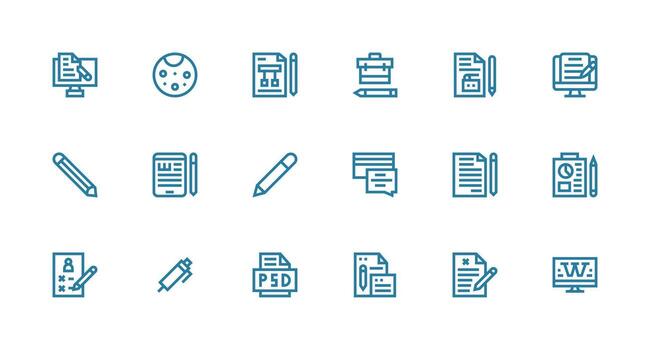 18 Strong Stroke Line Icons for Editing Graphics Essential Icon Set for Teams vector