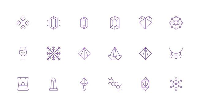 cristal icono conjunto con 18 mínimo línea gráficos personalizable icono serie para móvil pantallas vector