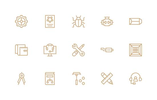 Technical Visual Pack containing 15 Regular Line Icons Professional Icon Set vector