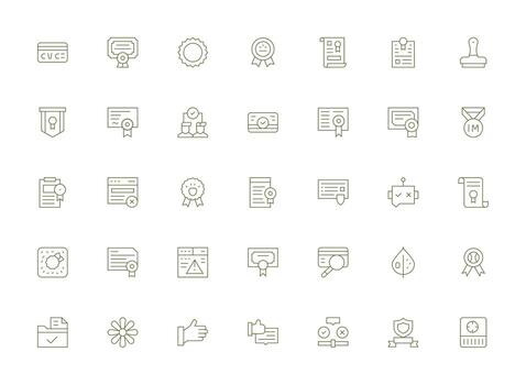 35 Icons for Validation in Light Line Format Pixel Perfect Icon Set vector