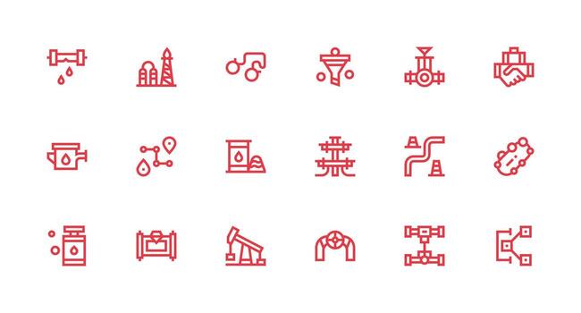 18 tubería íconos en fuerte carrera línea estético núcleo icono colección para diario Tareas vector