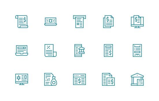 Regular Line Style Statement Icons with 15 Vectors Organized Glyph Icons for Fast Design