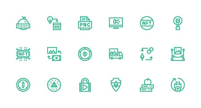 digital activo diseño íconos presentando 18 en fuerte carrera línea estilo moderno icono conjunto vector