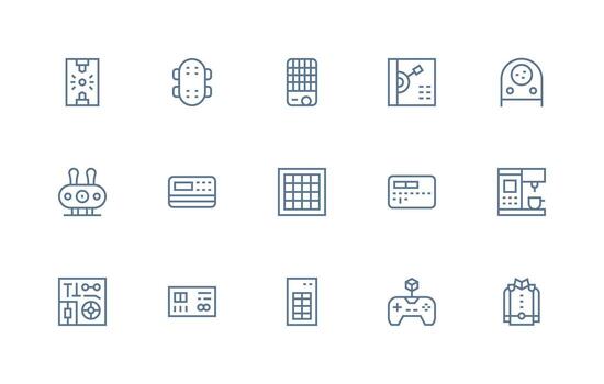 Buttons Icon Set with 15 Regular Line Graphics Interface Icon Collection vector