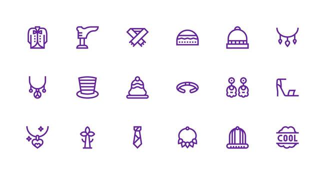 Stylish Icon Set with 18 Strong Stroke Line Graphics All Device Compatible Icon Set vector
