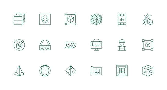 18 Minimal Line Vectors for 3D Theme Complete Icon Set for Mobile Apps