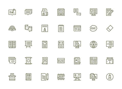 35 Regular Clean Line Icons for Text Graphics Minimal Icon Set for Interface Projects vector