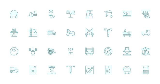 Load Design Icons featuring 32 in Thin Line Style Interface Icon Collection vector